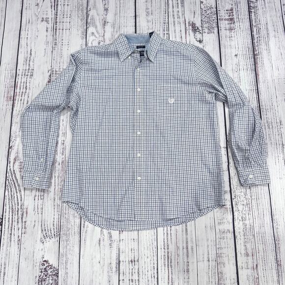 Chaps Easy Care Dress Shirt Men’s XL Blue/White Check Long Sleeve - Picture 1 of 8